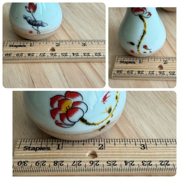 3 Vintage Asian Satsuma Vases Hand-Painted Ceramic Miniature Floral Neutrals - Picture 8 of 9